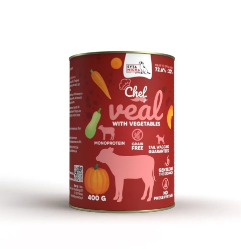 Syta Micha - Cielęcina z warzywami Chef - mokra karma dla psa 400g