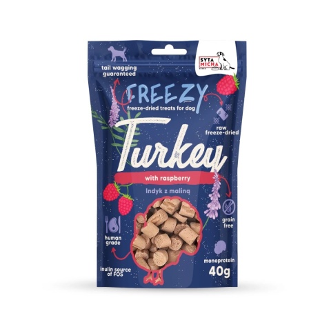 Syta Micha - FREEZY - Liofilizowane przysmaki dla psa Indyk z malinami 40g
