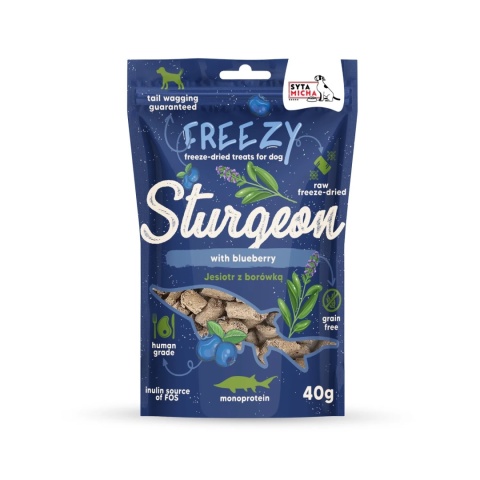 Syta Micha - FREEZY - Liofilizowane przysmaki dla psa Jesiotr z borówką 40g