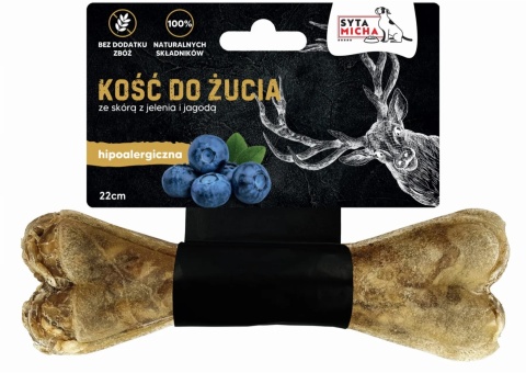 Syta Micha - Kość do żucia dla psa hipoalergiczna jeleń z jagodami 22cm MAXXI