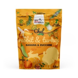 Syta Micha - Sucha karma dla szczeniąt Królik i indyk, banan i cukinia 1.5kg