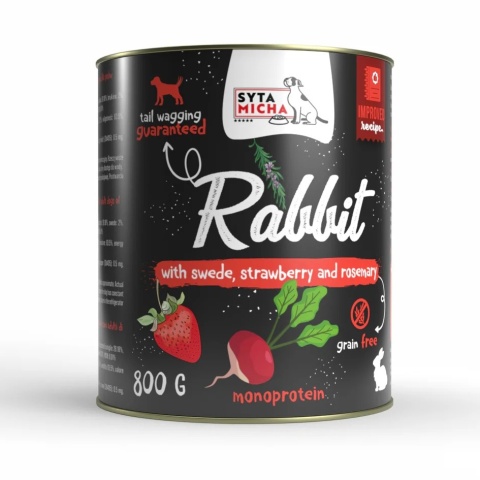 Syta Micha - królik z brukwią, truskawką i rozmarynem dla dorosłych psów 800g