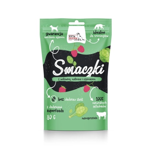 Syta Micha - Smaczki z wołowina, malinami i szpinakiem 80g