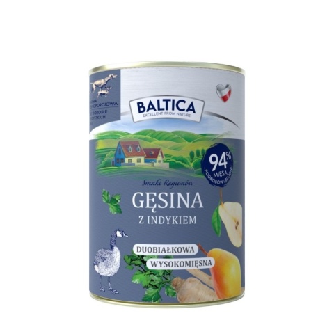 BALTICA - Gęsina z indykiem - mokra karma dla psów dorosłych 400g