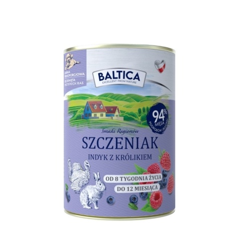 BALTICA - Indyk z królikiem - mokra karma dla szczeniąt 400g