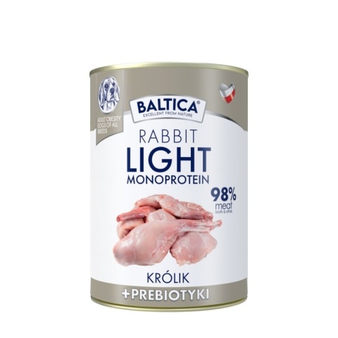 BALTICA - MONO - Królik LIGHT z prebiotykami mokra karma dla psów dorosłych 400g