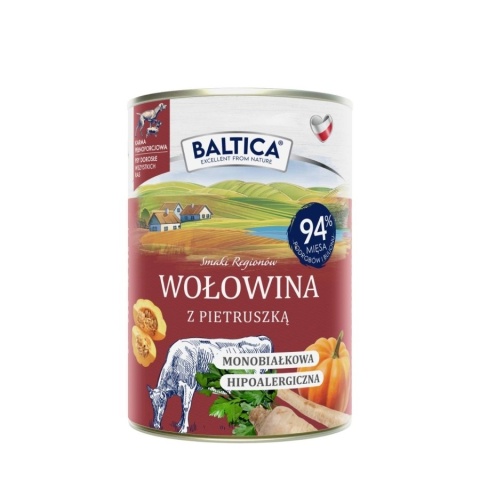 BALTICA - Wołowina z pietruszką - mokra karma dla psów dorosłych 400g