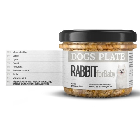 Dogs Plate for Baby Rabbit - Karma mokra z mięsa z królika dla szczeniąt 180g