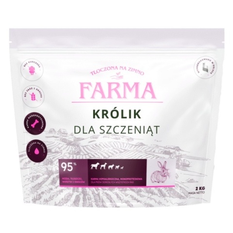 Farma - Hipoalergiczna karma tłoczona na zimno - Królik dla szczeniąt 2kg