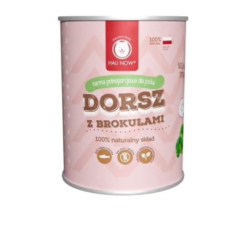 Hau - Now Mokra karma dla psa monobiałkowa dorsz z brokułami 400g