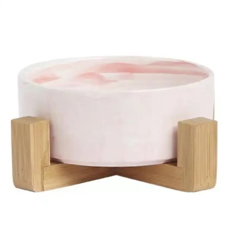 Miska ceramiczna dla psa 400ml - marmurowa - różowy