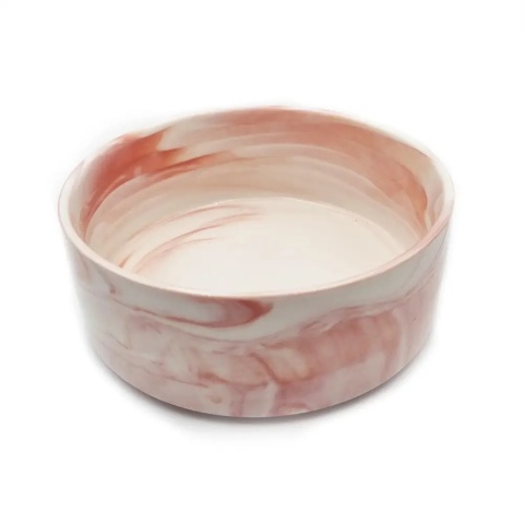 Miska ceramiczna dla psa 400ml - marmurowa - różowy
