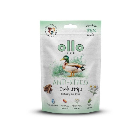 Ollo Air-Dried Anti-Stress Duck Strips - Przysmaki funkcyjne dla psa 80g