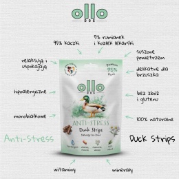Ollo Air-Dried Anti-Stress Duck Strips - Przysmaki funkcyjne dla psa 80g