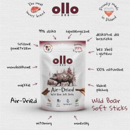 Ollo Air-Dried Wild Boar Soft Sticks - Przysmaki dla psa z Dzika 80g