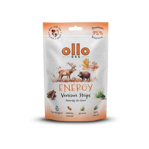 Ollo Air-Dried Energy Venison Strips - Przysmaki funkcyjne dla psa 80g