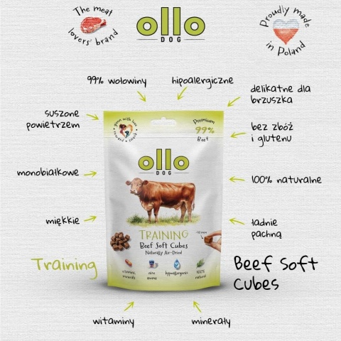 Ollo Air-Dried Training Beef Cubes - przysmaki treningowe dla psa z wołowiną 80g