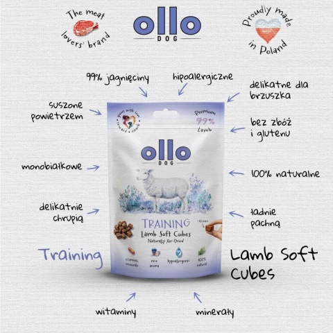 Ollo Air-Dried Training Lamb Cubes - przysmaki treningowe dla psa z jagnięciną 80g