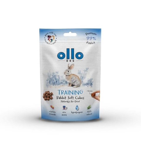 Ollo Air-Dried Training Rabbit Cubes - przysmaki treningowe dla psa z królika 80g
