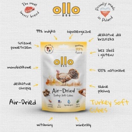 Ollo Air-Dried Training Turkey Cubes - przysmaki treningowe dla psa z indykiem 80g