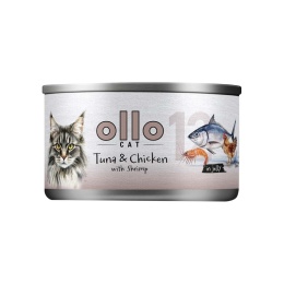 Ollo Cat - nr 12 Tuńczyk i Kurczak z Krewetkami - Uzupełniająca karma mokra dla kota w galarecie 70g