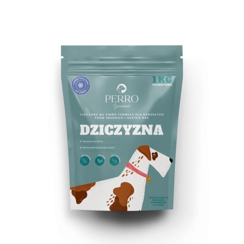PERRO Gourmet - Karma tłoczona na zimno dla psów dorosłych średnich i dużych ras Dziczyzna 1kg