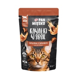 Pan Mięsko - Karma mokra dla Kota - Kawałki w sosie Cielęcina z jeleniem 85g