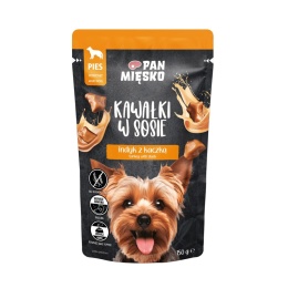 Pan Mięsko Kawałki w Sosie - Indyk z kaczką dla psów dorosłych 150g