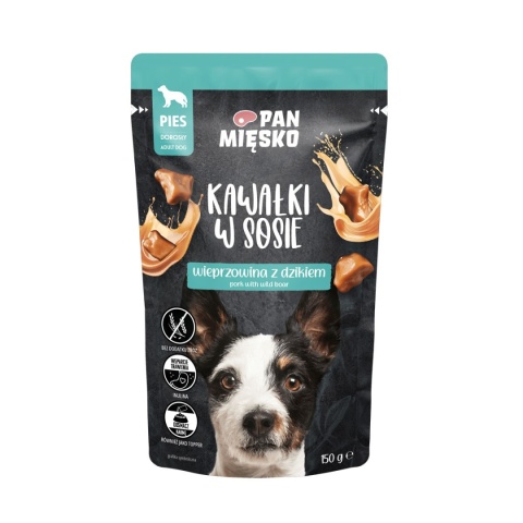 Pan Mięsko Kawałki w Sosie - Wieprzowina z Dzikiem dla psów dorosłych 150g