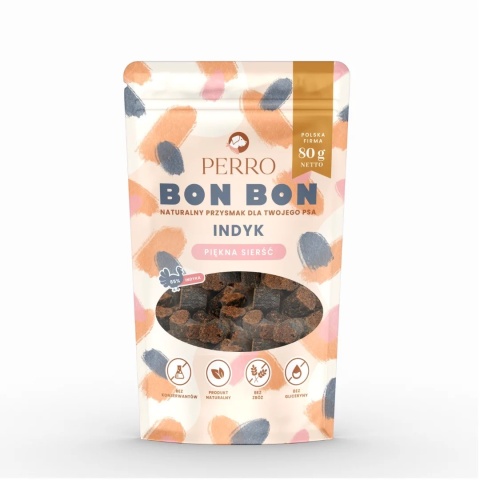 Perro - BON BON Indyk - piękna sierść Przysmaki z dodatkiem funkcyjnym 80g