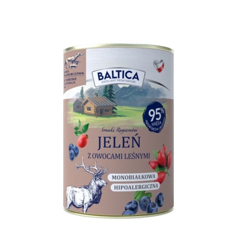 BALTICA - Jeleń z owocami leśnymi - mokra karma dla psów dorosłych 400g
