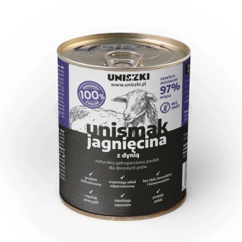 Uniszki - UNIsmak jagnięcina z dynią - karma mokra dla psa 800g