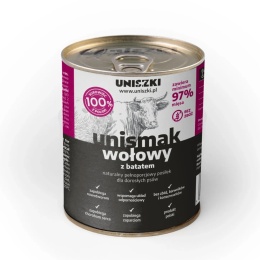 Uniszki - UNIsmak wołowy z batatem- karma mokra dla psa 800g