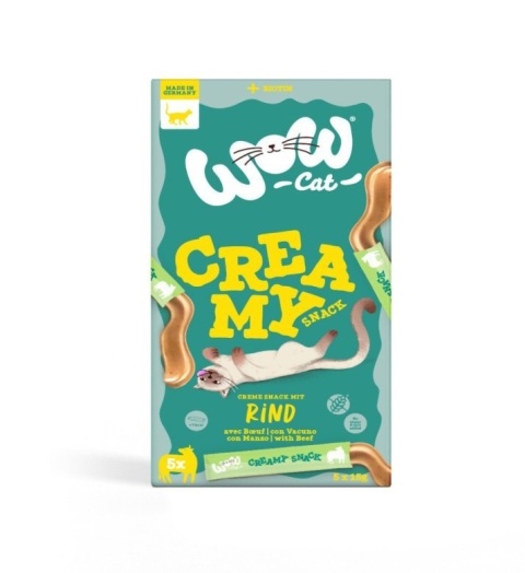 WOW CAT Creamy Snack Rind - kremowa przekąska z wołowiną (5x15g)