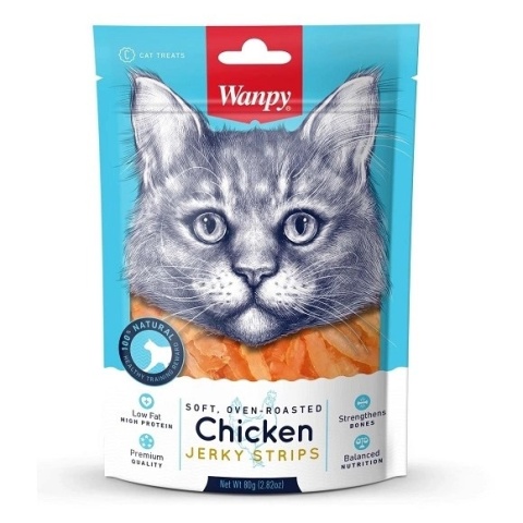 Wanpy - Chicken Jerky Strips - miękkie paski z kurczaka dla kota 80g