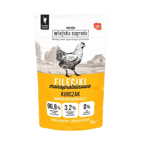 Wiejska Zagroda - Karma mokra dla Kota - Fileciki Kurczak 85g