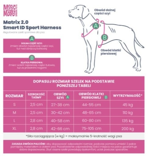 Max&Molly Sport Harness Matrix 2.0 Lavender - Szelki regulowane dla psa z identyfikatorem QR - M