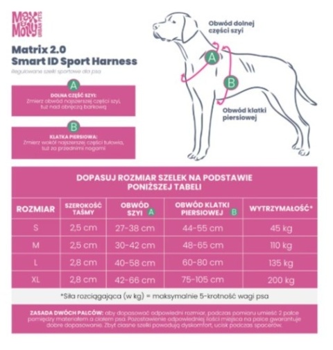 Max&Molly Sport Harness Matrix 2.0 Turquoise - szelki regulowane dla psa z identyfikatorem QR - L