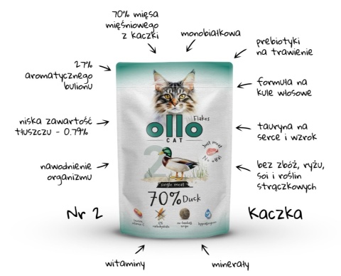 Ollo Cat - nr 2 Kaczka - Uzupełniająca karma mokra dla kota 85g