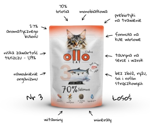 Ollo Cat - nr 3 Łosoś - Uzupełniająca karma mokra dla kota 85g