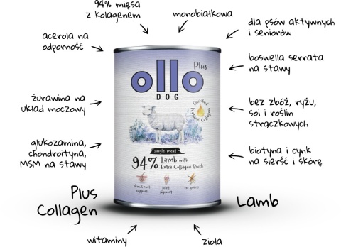 Ollo Plus Kolagen Jagnięcina - Karma mokra dla psa 400g