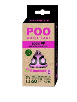 POO 100% Recycled Plastic - Woreczki na odchody z recyklingu RÓŻA 60szt.